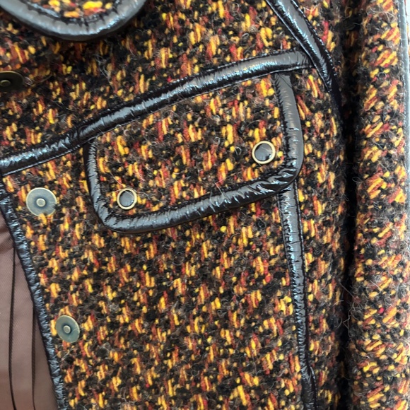 Bomber Jacket Brown and Orange Tweed Wool Boucle Size M-L - Picture 6 of 8